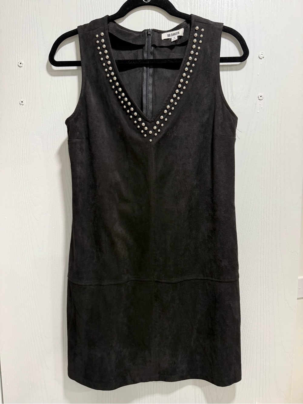 BB Dakota Black Sleeveless V-Neck Studded Mini Dress